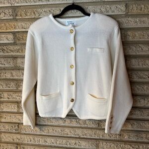 Valentino look alike Cream Cardigan with Gold Accents